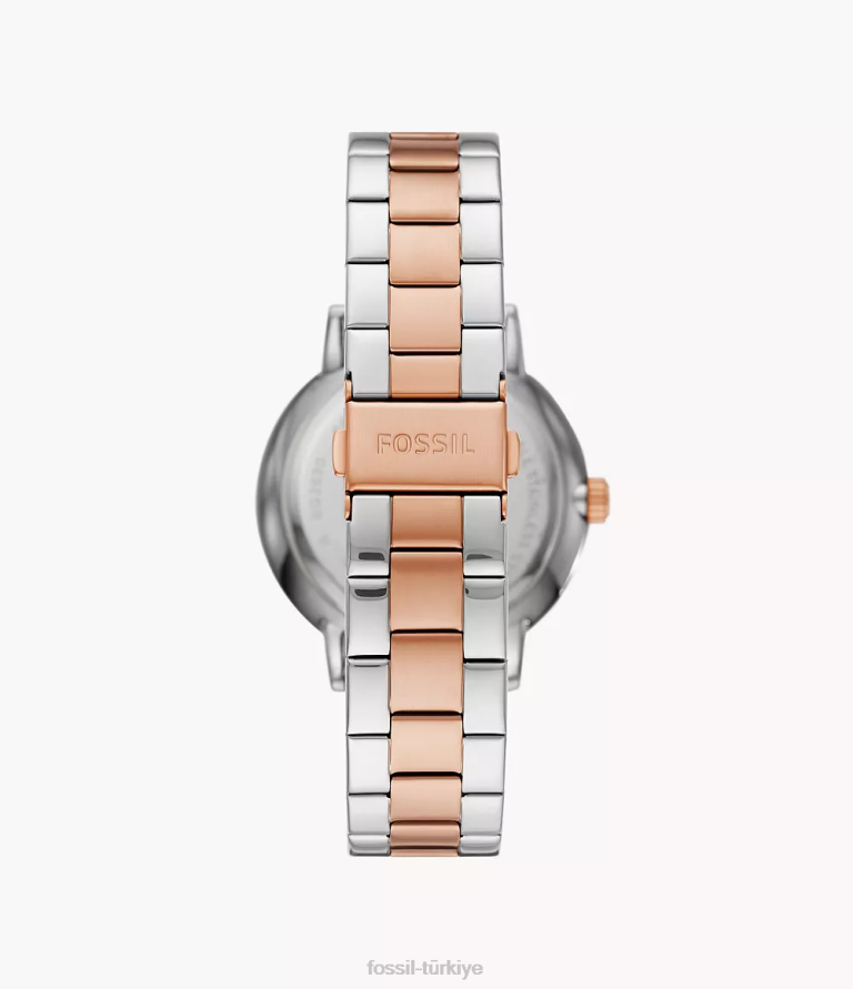 Fossil 6J041580 iki tonlu gümüş ve gül altın Airlift çok fonksiyonlu iki tonlu paslanmaz çelik saat kol saati erkekler