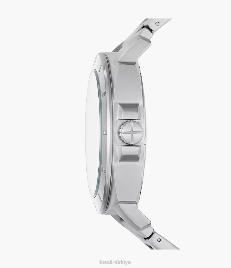 Fossil 6J041593 gümüş ton Privateer büküm paslanmaz çelik saat kol saati erkekler