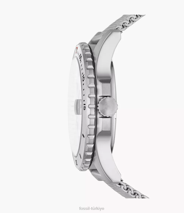 Fossil 6J041599 mavi üç ibreli paslanmaz çelik hasır saat kol saati erkekler