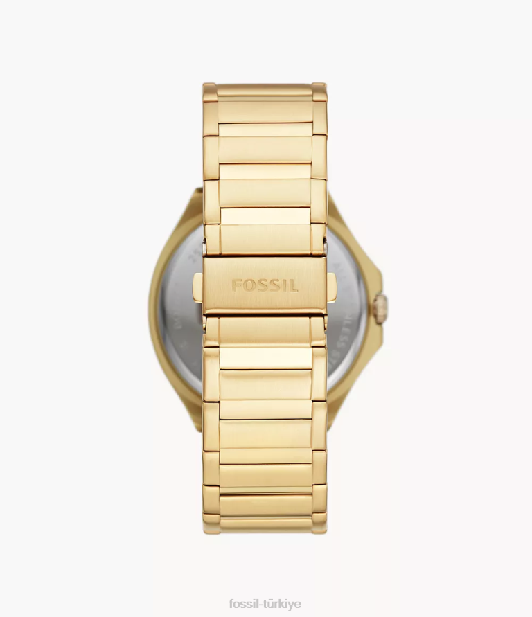Fossil 6J041609 altın tonu evanston çok fonksiyonlu paslanmaz çelik saat kol saati erkekler