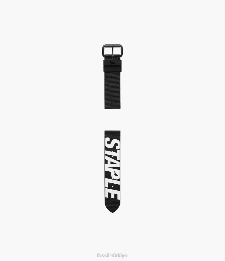 STAPLE x Fossil 6J041485 siyah sınırlı sayıda üretilen 22 mm rpet kayış aksesuar erkekler