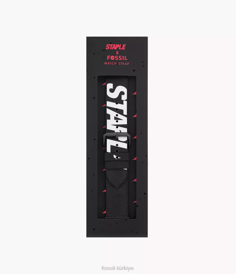 STAPLE x Fossil 6J041485 siyah sınırlı sayıda üretilen 22 mm rpet kayış aksesuar erkekler