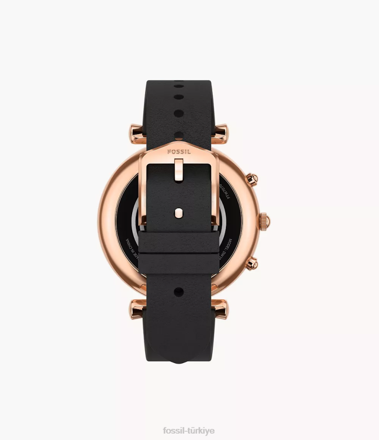 Fossil 6J0416 siyah carlie gen 6 hibrit akıllı saat deri kol saati kadınlar