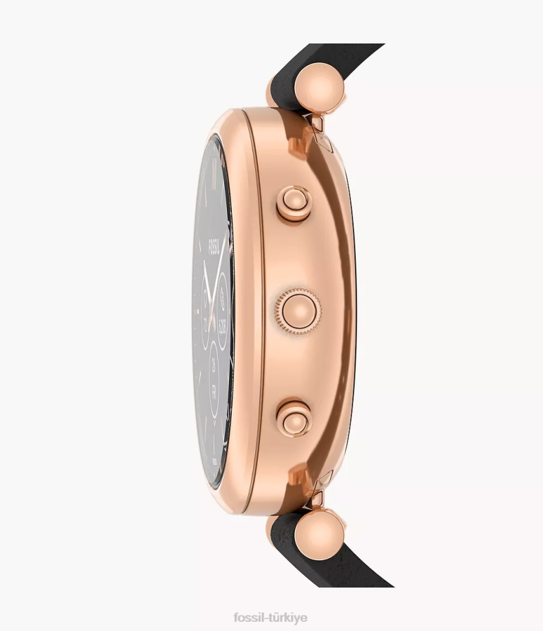 Fossil 6J0416 siyah carlie gen 6 hibrit akıllı saat deri kol saati kadınlar