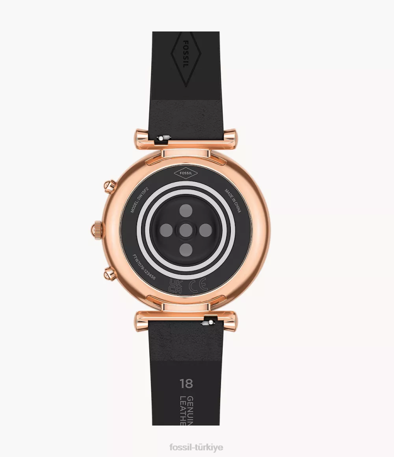 Fossil 6J0416 siyah carlie gen 6 hibrit akıllı saat deri kol saati kadınlar
