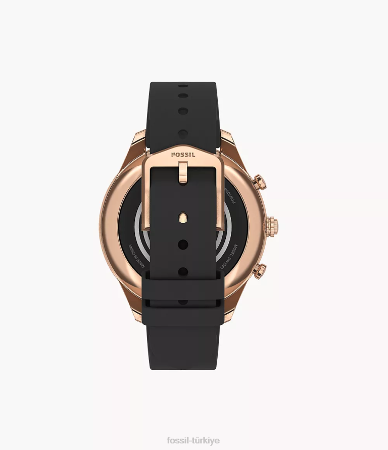 Fossil 6J0418 siyah Stella gen 6 hibrit akıllı saat deri kol saati kadınlar