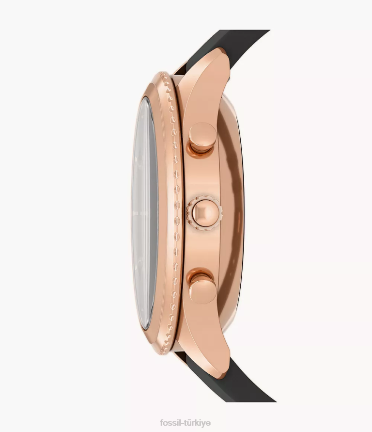 Fossil 6J0418 siyah Stella gen 6 hibrit akıllı saat deri kol saati kadınlar
