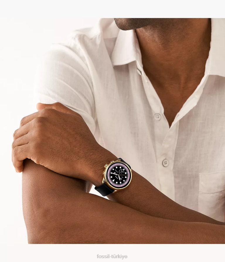 Fossil 6J0420 altın gen 6 wellness edition akıllı saat lila silikonu ve değiştirilebilir kayış ve tampon seti kol saati kadınlar