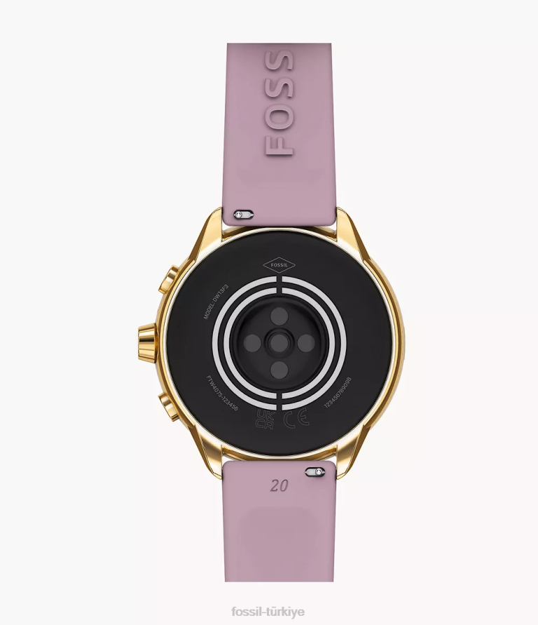 Fossil 6J0420 altın gen 6 wellness edition akıllı saat lila silikonu ve değiştirilebilir kayış ve tampon seti kol saati kadınlar