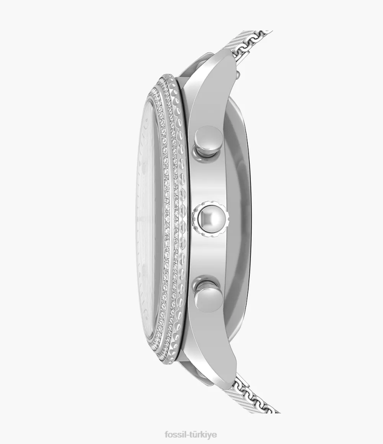 Fossil 6J04225 gümüş Stella gen 6 hibrit akıllı saat paslanmaz çelik hasır kol saati kadınlar