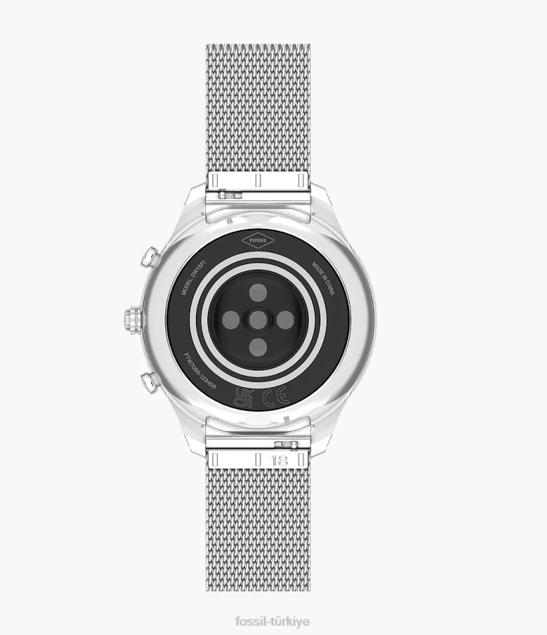 Fossil 6J04225 gümüş Stella gen 6 hibrit akıllı saat paslanmaz çelik hasır kol saati kadınlar