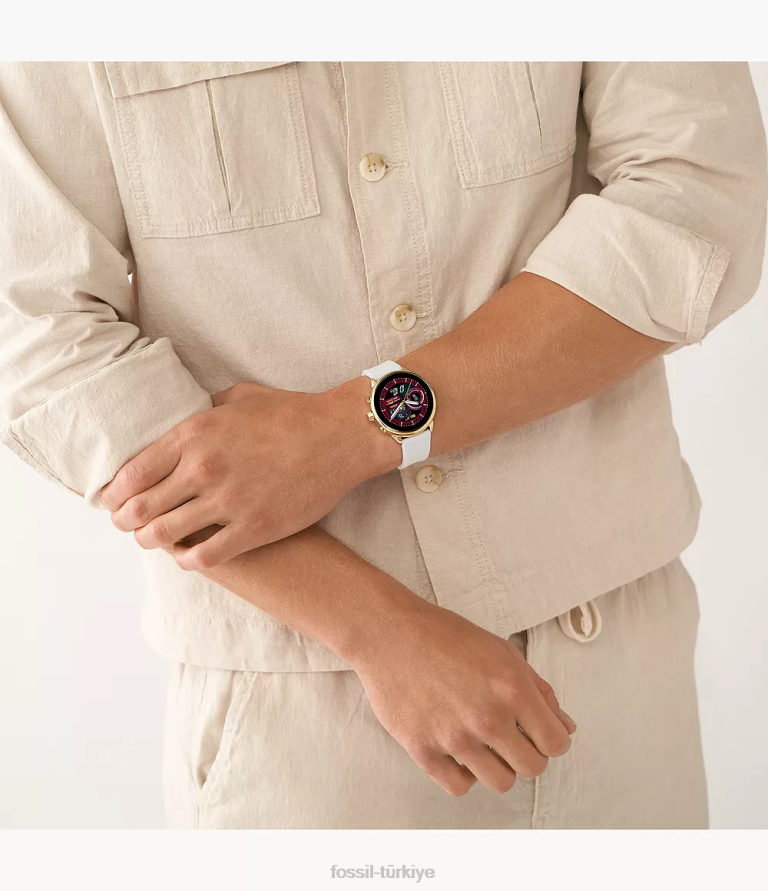 Fossil 6J044 beyaz gen 6 wellness edition akıllı saat silikonu ve değiştirilebilir kayış ve tampon seti kol saati kadınlar