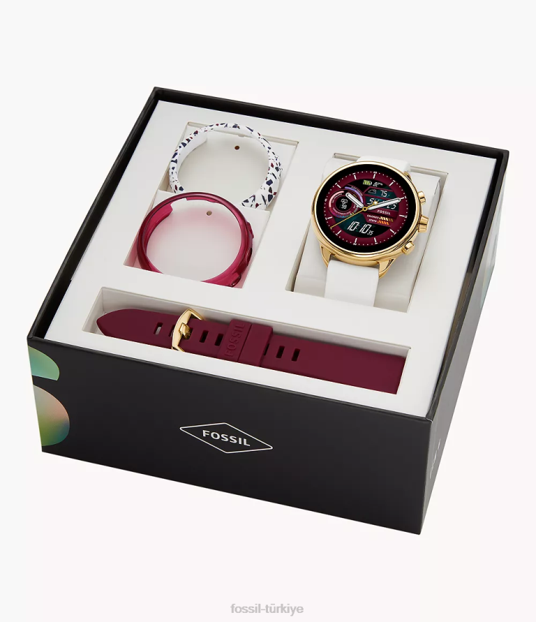 Fossil 6J044 beyaz gen 6 wellness edition akıllı saat silikonu ve değiştirilebilir kayış ve tampon seti kol saati kadınlar