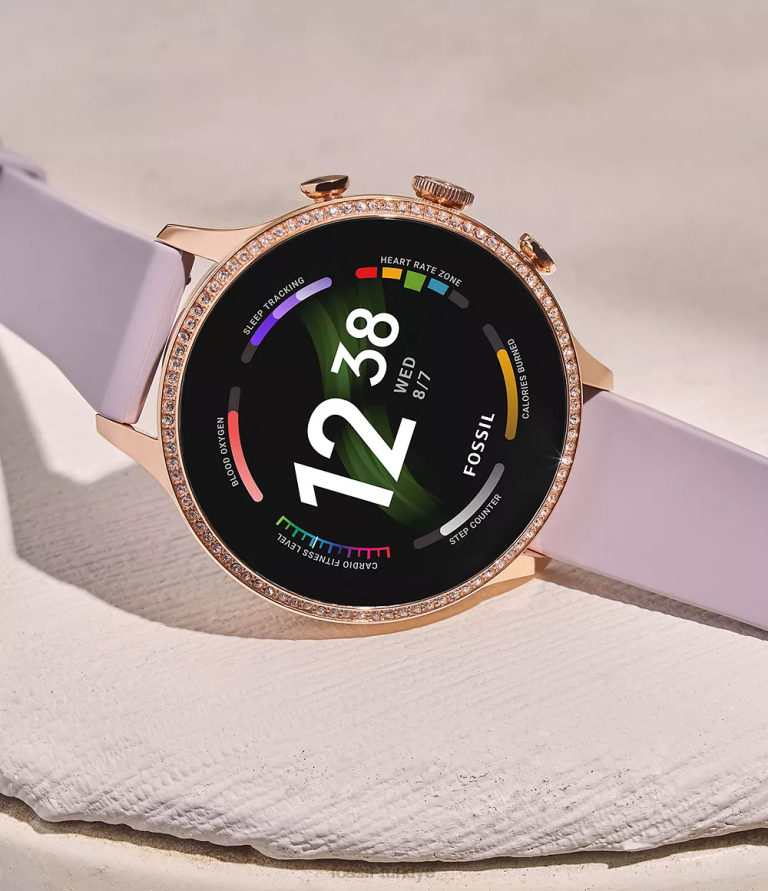 Fossil 6J047 mor gen 6 akıllı saat silikonu kol saati kadınlar