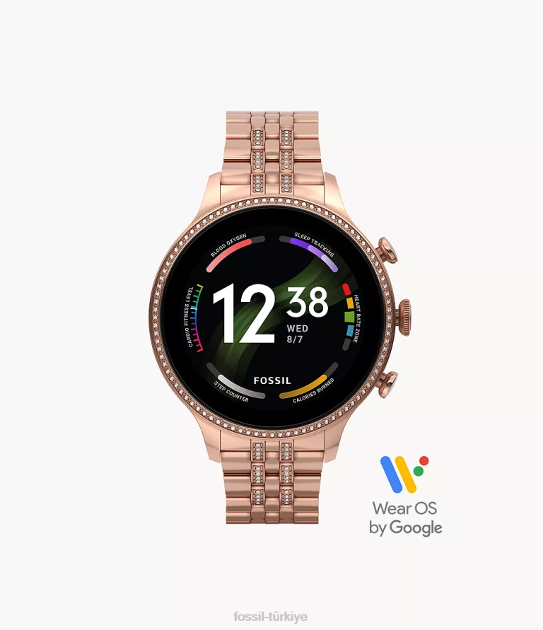 Fossil 6J049 gül altın tonu gen 6 akıllı saat paslanmaz çelik kol saati kadınlar