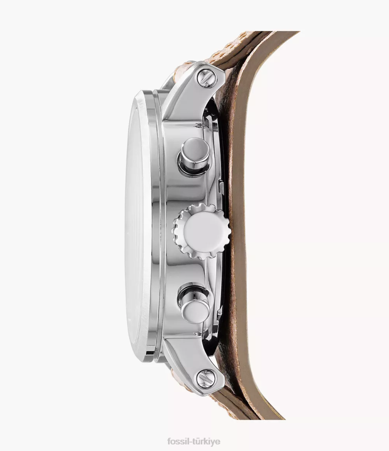 Fossil 6J04104 bej orijinal erkek arkadaşı kronograf kemik deri saat kol saati kadınlar