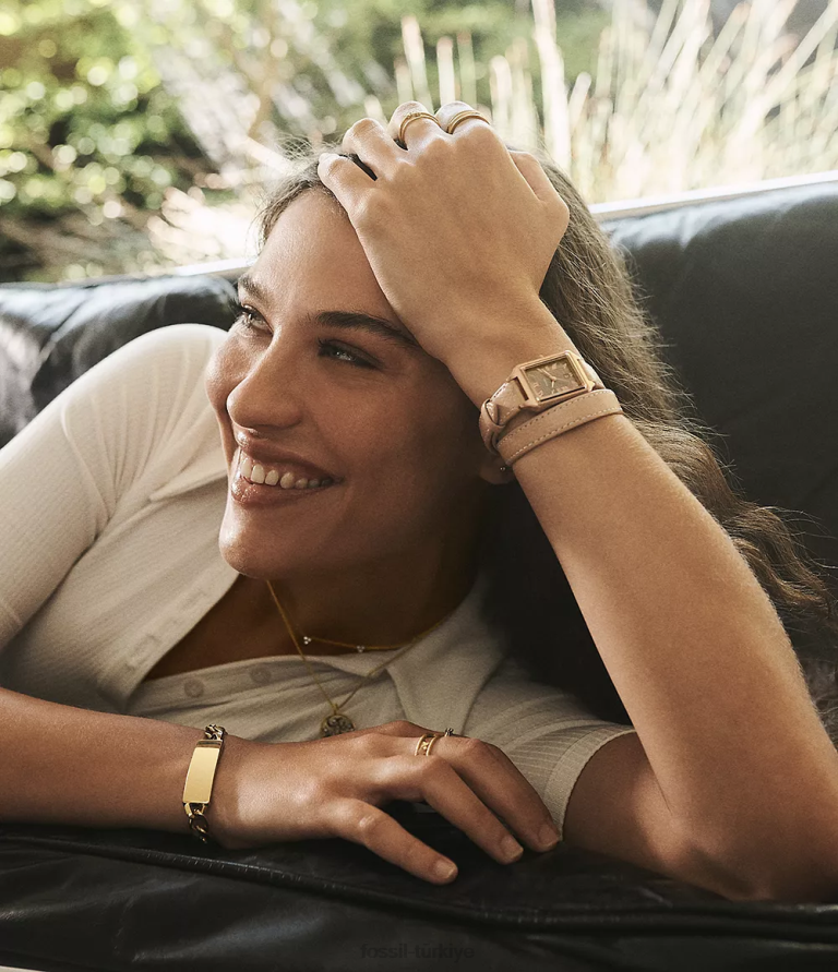 Fossil 6J04105 latte raquel üç ibreli tarih litehide deri saat kol saati kadınlar