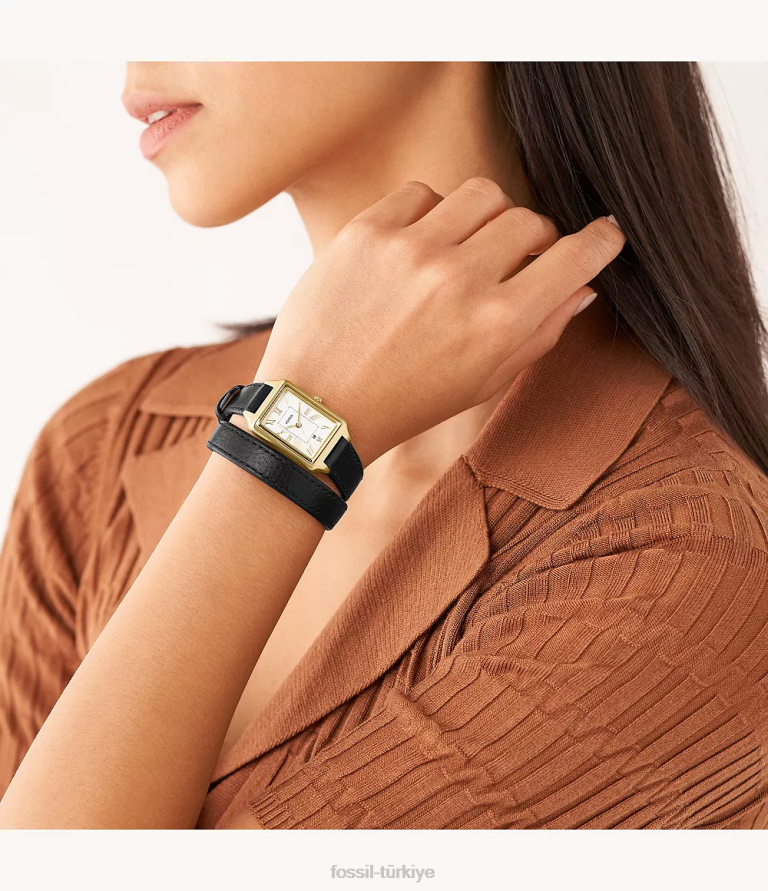 Fossil 6J04107 siyah raquel üç ibreli tarih litehide deri saat kol saati kadınlar