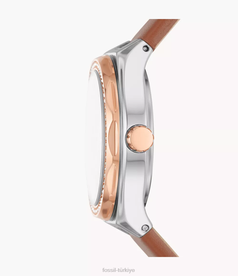 Fossil 6J04192 kahverengi eevie üç ibreli deri saat kol saati kadınlar