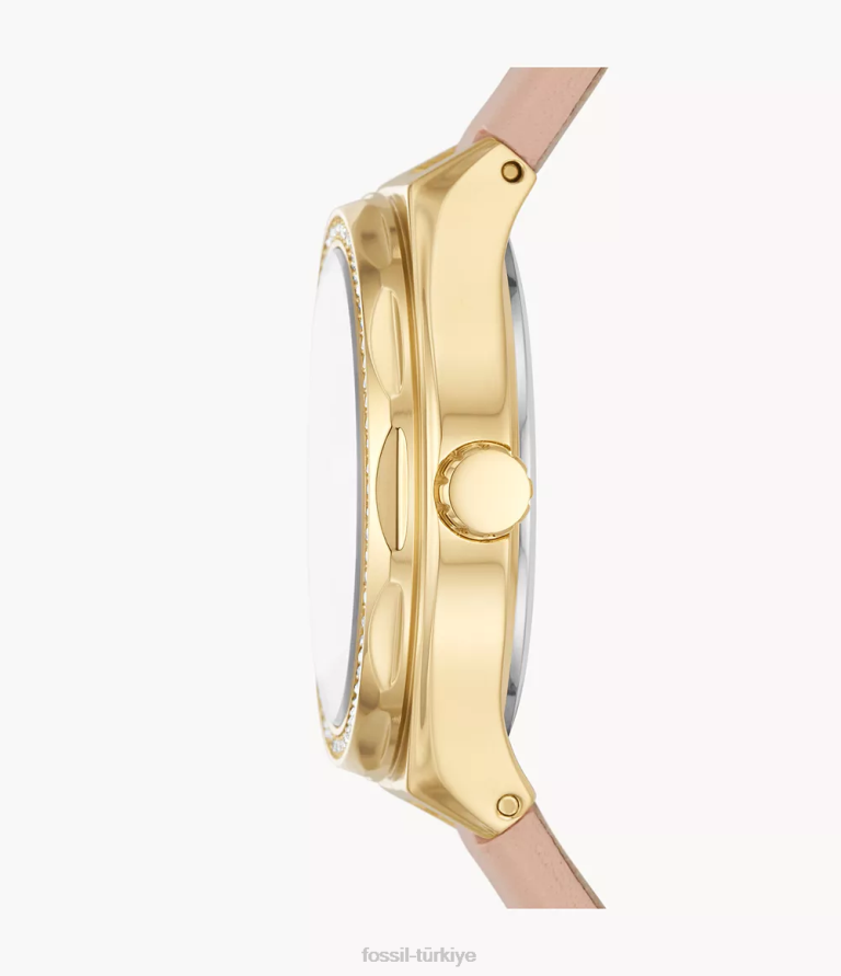 Fossil 6J04209 pembe eevie üç ibreli deri saat kol saati kadınlar
