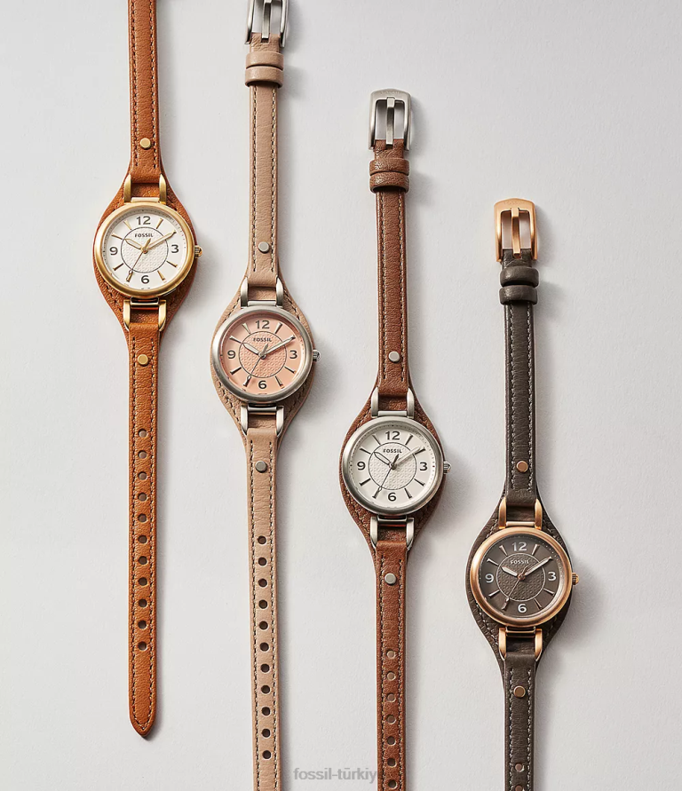 Fossil 6J04218 siyah carlie üç ibreli lite deri saat kol saati kadınlar