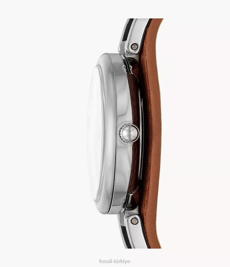 Fossil 6J04222 kahverengi carlie üç ibreli lite deri saat kol saati kadınlar