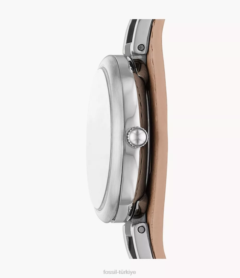 Fossil 6J04223 latte carlie üç ibreli bej lite deri saat kol saati kadınlar