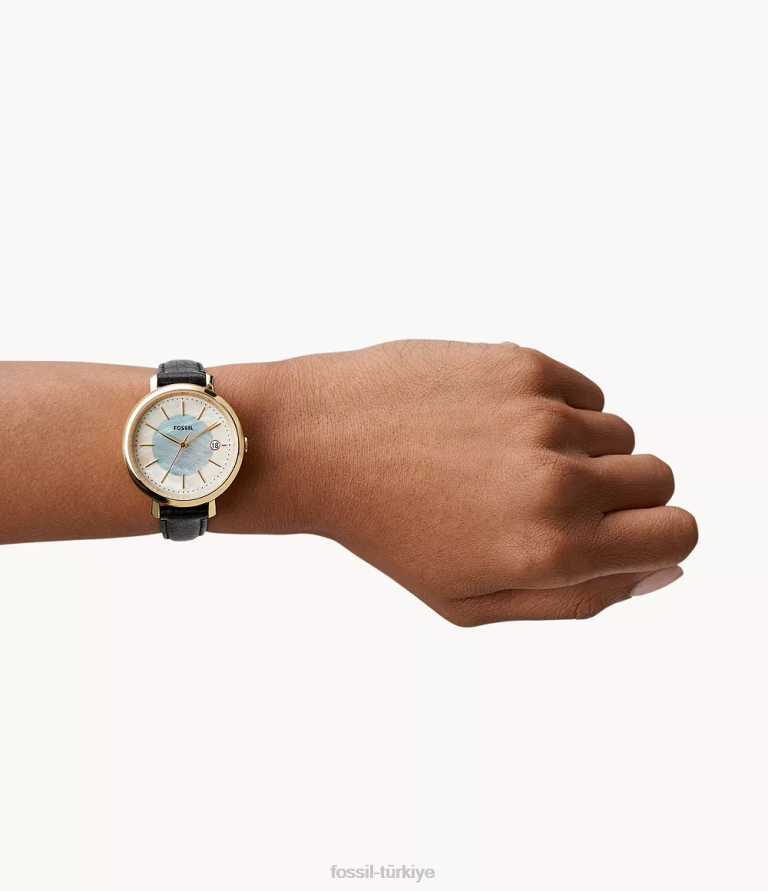 Fossil 6J04240 siyah jacqueline güneş enerjili litehide deri saat kol saati kadınlar