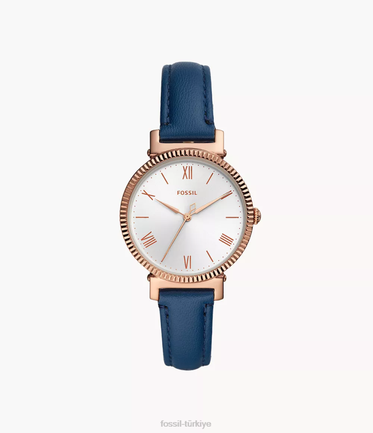 Fossil 6J0487 Gece yarısı donanması papatya üç ibreli deri saat kol saati kadınlar