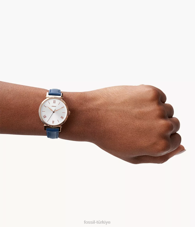Fossil 6J0487 Gece yarısı donanması papatya üç ibreli deri saat kol saati kadınlar