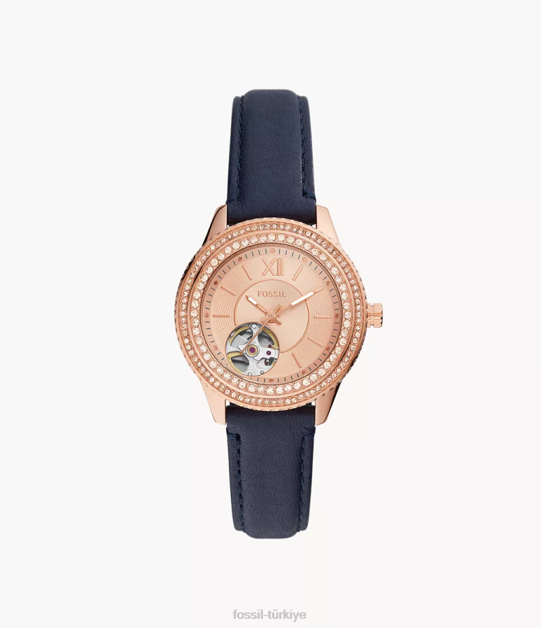 Fossil 6J0488 Donanma Stella otomatik litehide deri saat kol saati kadınlar