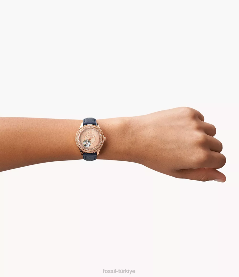 Fossil 6J0488 Donanma Stella otomatik litehide deri saat kol saati kadınlar