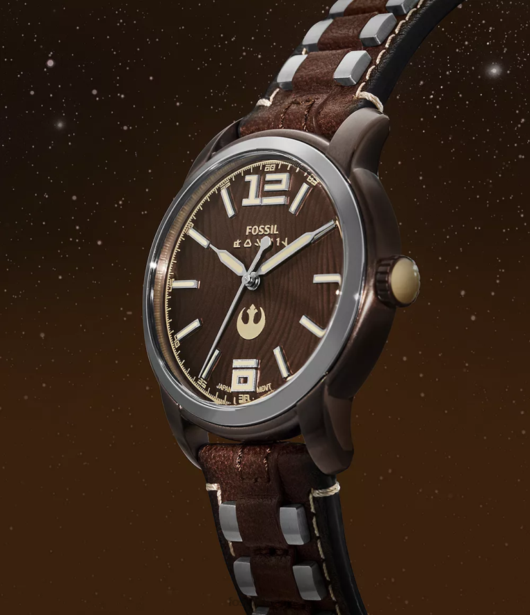 Fossil 6J0490 kahverengi sınırlı sayıda üretilen yıldız savaşları han solo deri saat kol saati kadınlar