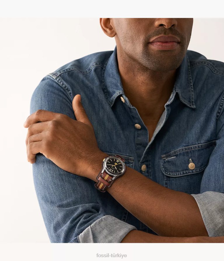 Fossil 6J0490 kahverengi sınırlı sayıda üretilen yıldız savaşları han solo deri saat kol saati kadınlar
