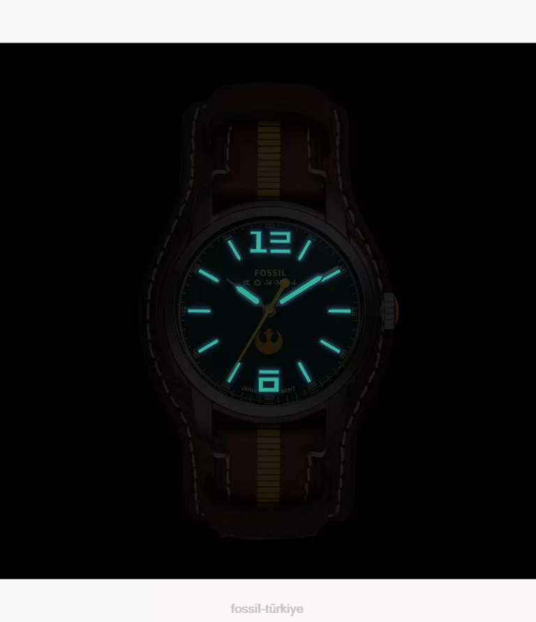 Fossil 6J0490 kahverengi sınırlı sayıda üretilen yıldız savaşları han solo deri saat kol saati kadınlar