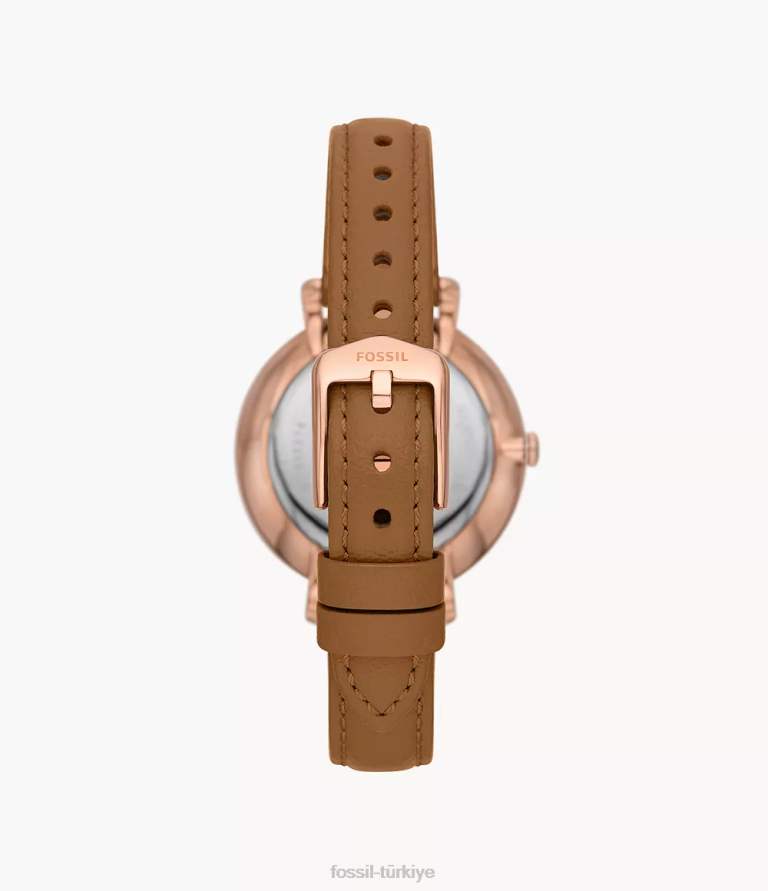 Fossil 6J0491 orta kahverengi Jacqueline üç ibreli tarih litehide deri saat kol saati kadınlar