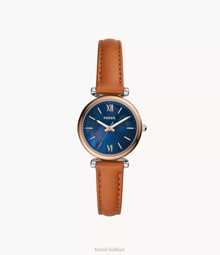 Fossil 6J0493 bronzluk carlie mini üç ibreli deri saat kol saati kadınlar