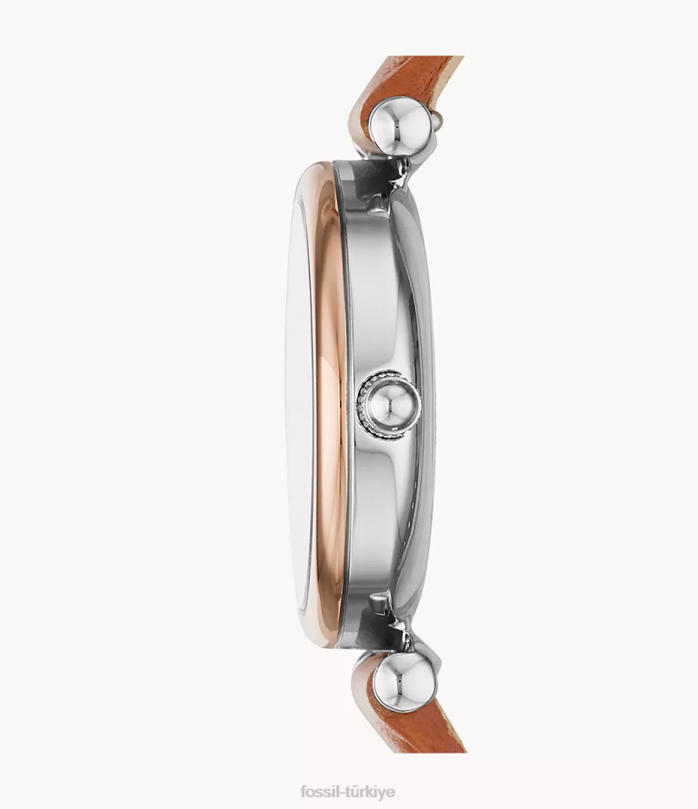 Fossil 6J0493 bronzluk carlie mini üç ibreli deri saat kol saati kadınlar