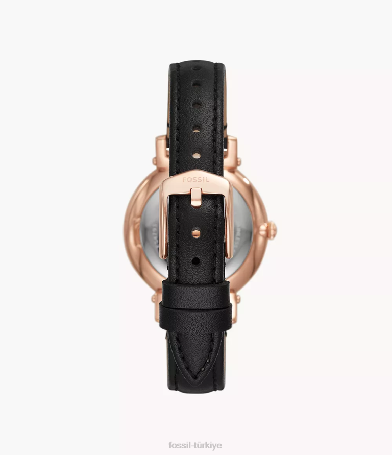 Fossil 6J0494 siyah papatya üç ibreli deri saat kol saati kadınlar