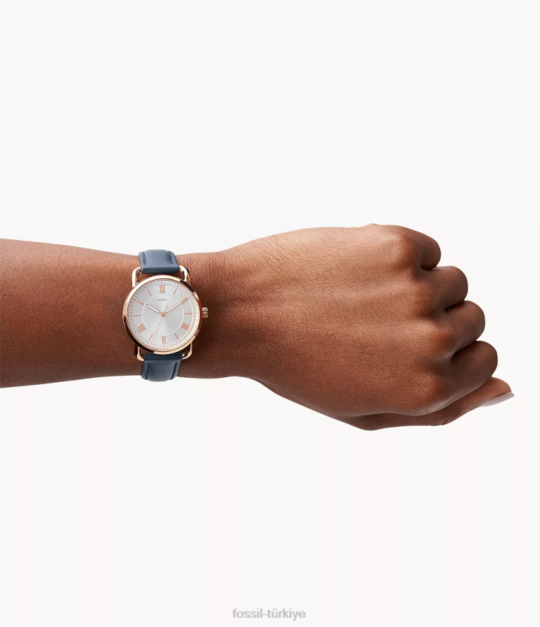 Fossil 6J0497 Gece yarısı donanması copeland üç ibreli deri saat kol saati kadınlar