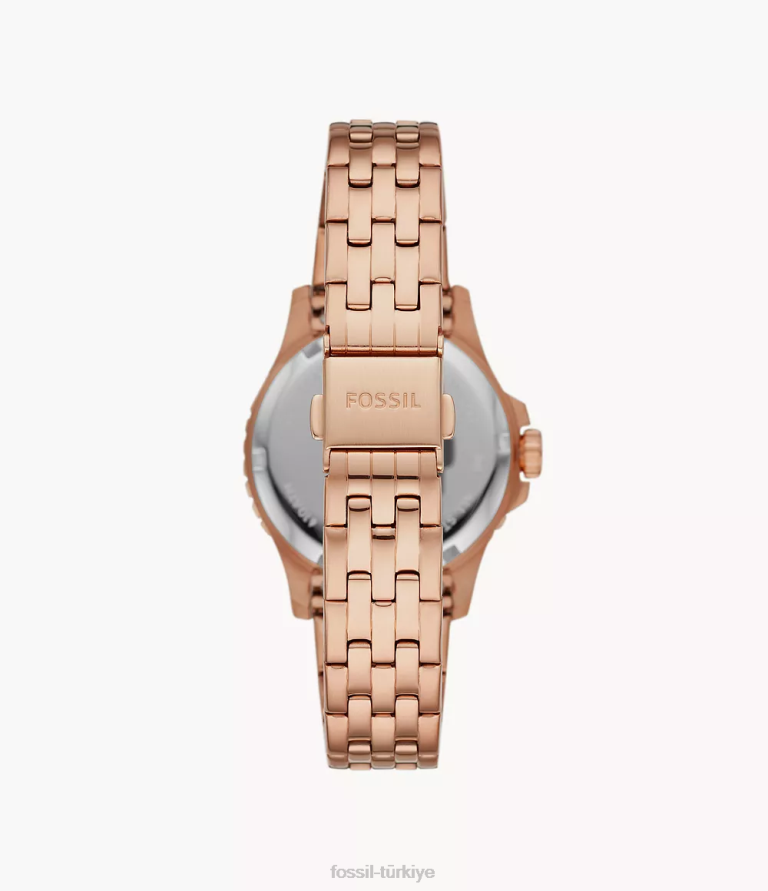 Fossil 6J04115 gül altın tonu fb-01 üç ibreli tarih paslanmaz çelik saat kol saati kadınlar