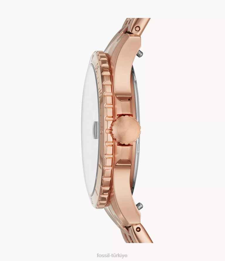 Fossil 6J04115 gül altın tonu fb-01 üç ibreli tarih paslanmaz çelik saat kol saati kadınlar
