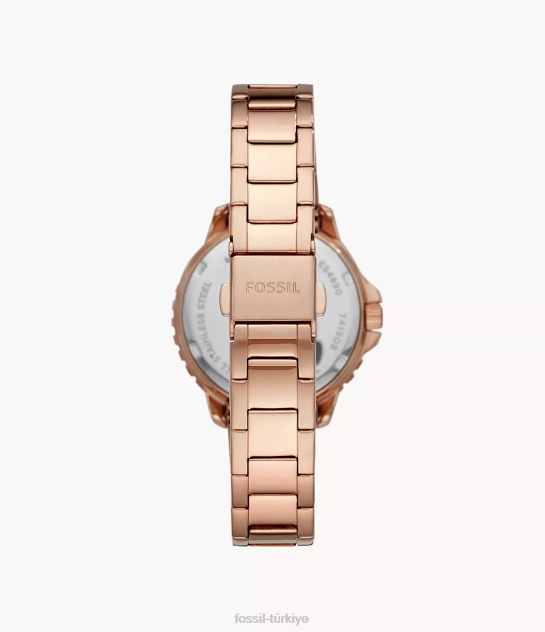 Fossil 6J04116 gül altın tonu izzy çok fonksiyonlu paslanmaz çelik saat kol saati kadınlar