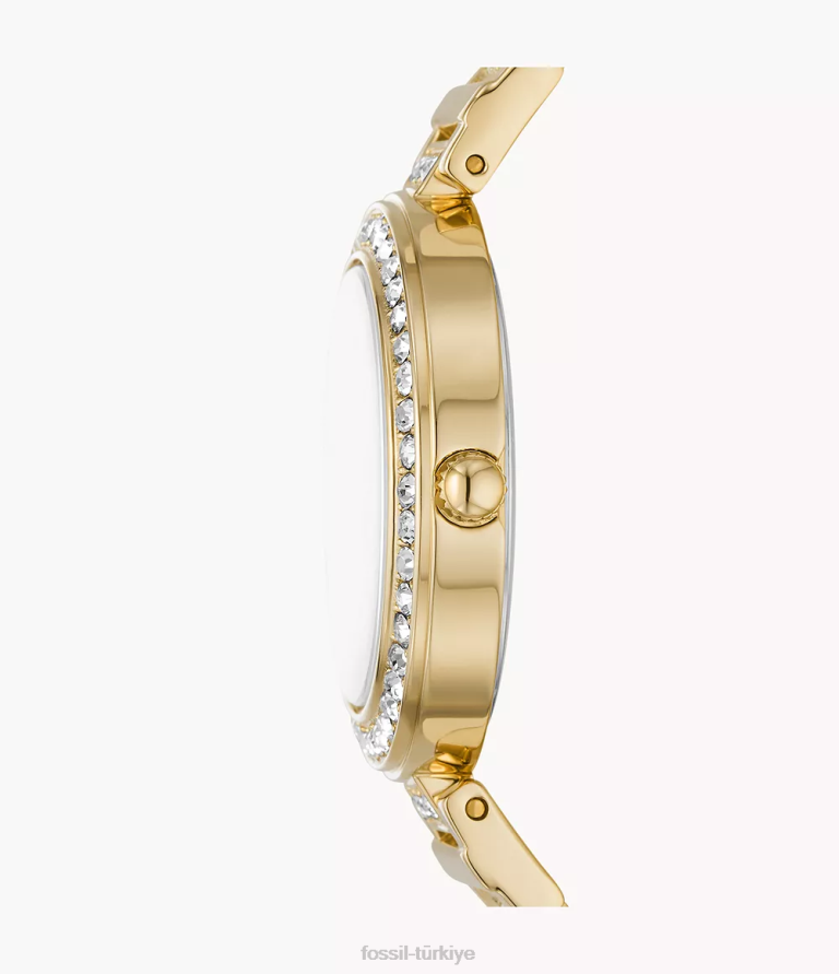 Fossil 6J04181 altın tonu karli üç ibreli paslanmaz çelik saat kol saati kadınlar