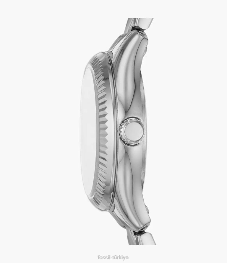 Fossil 6J04198 gümüş ton çavdar üç ibreli tarih paslanmaz çelik saat kol saati kadınlar