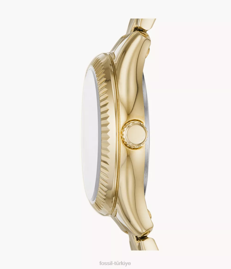 Fossil 6J04199 altın tonu çavdar üç ibreli tarih paslanmaz çelik saat kol saati kadınlar