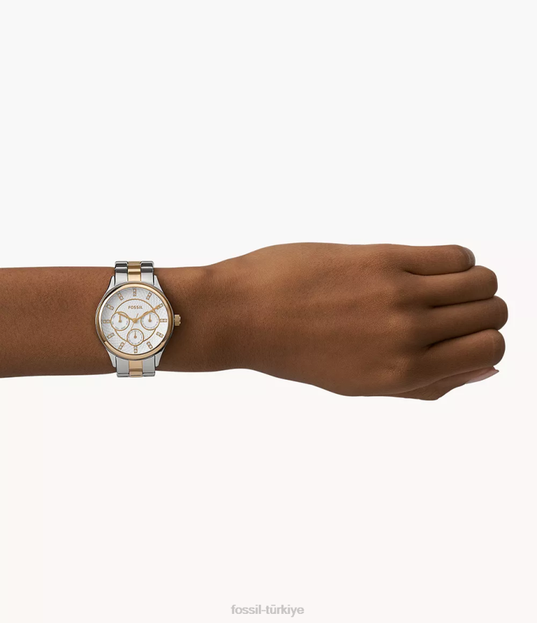Fossil 6J04201 iki ton modern, sofistike çok işlevli paslanmaz çelik saat kol saati kadınlar
