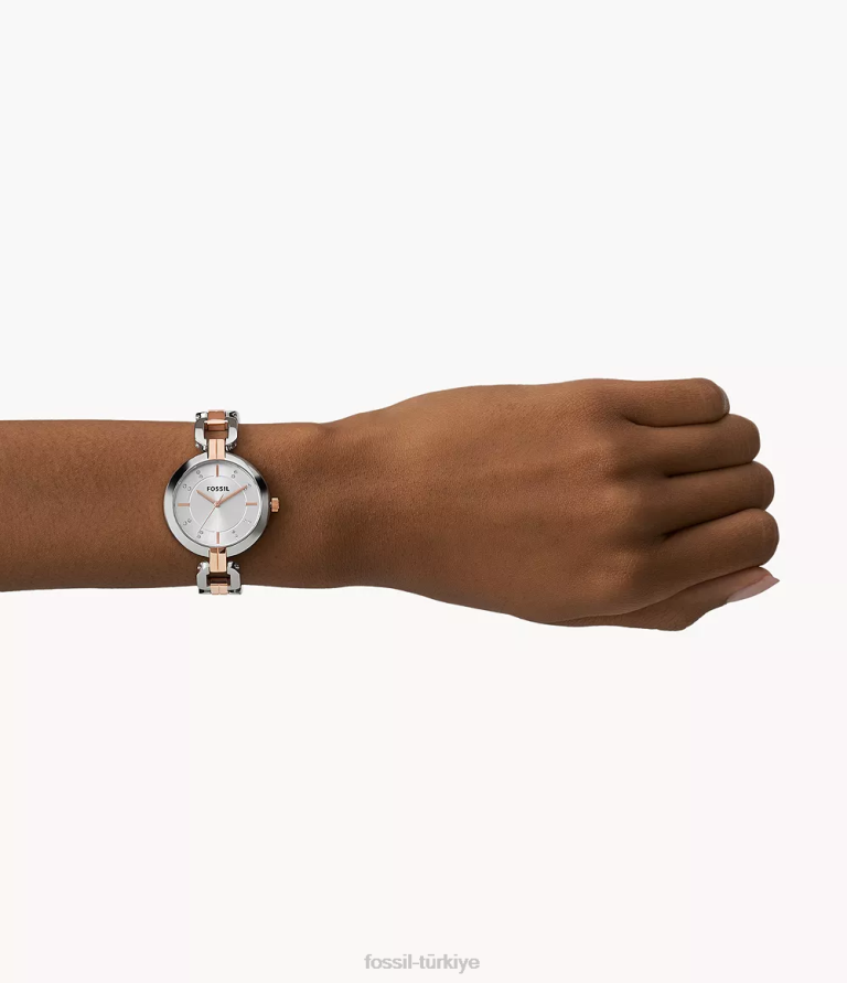 Fossil 6J04207 iki ton Kerrigan üç ibreli paslanmaz çelik saat kol saati kadınlar