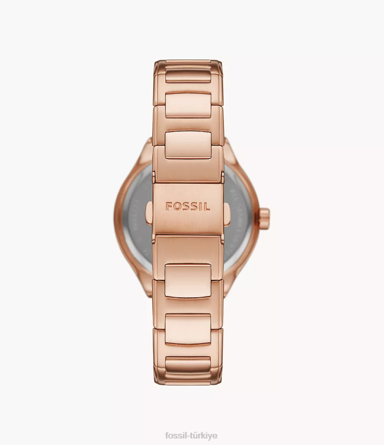 Fossil 6J04213 Altın gül Eevie çok fonksiyonlu paslanmaz çelik saat kol saati kadınlar