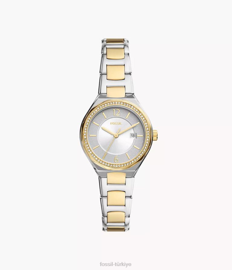 Fossil 6J04215 iki ton Eevie üç ibreli paslanmaz çelik saat kol saati kadınlar